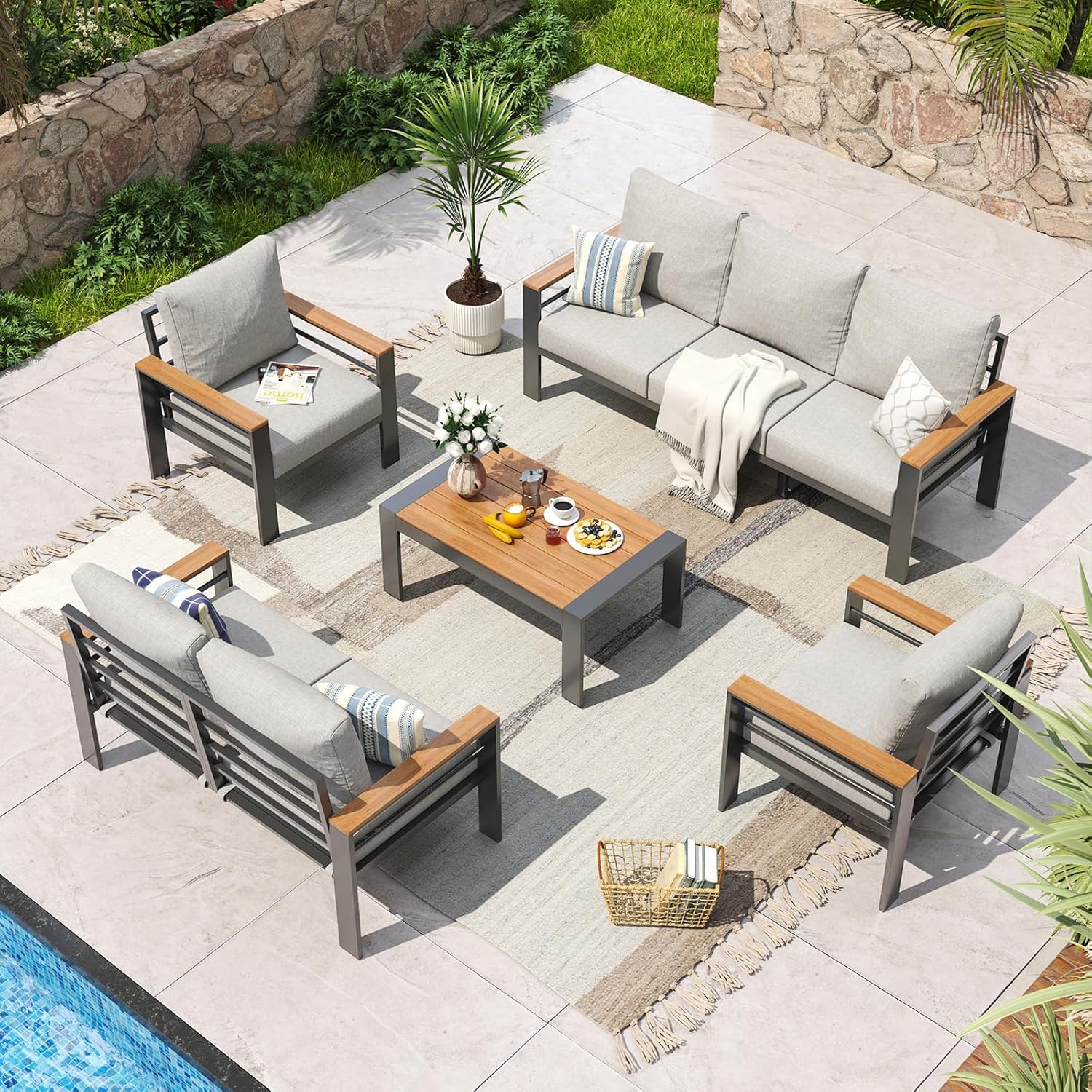 Outdoor Furniture Deals - Aluminum Patio Furniture Set 7 Seats,