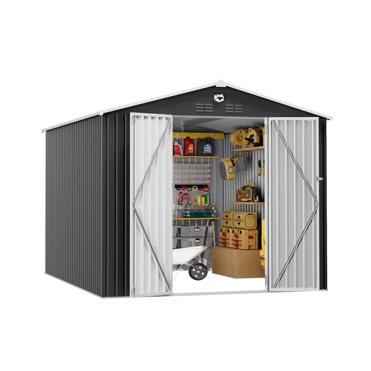 Outdoor Furniture Nearby - 10x12 FT Metal Outdoor Storage Shed
