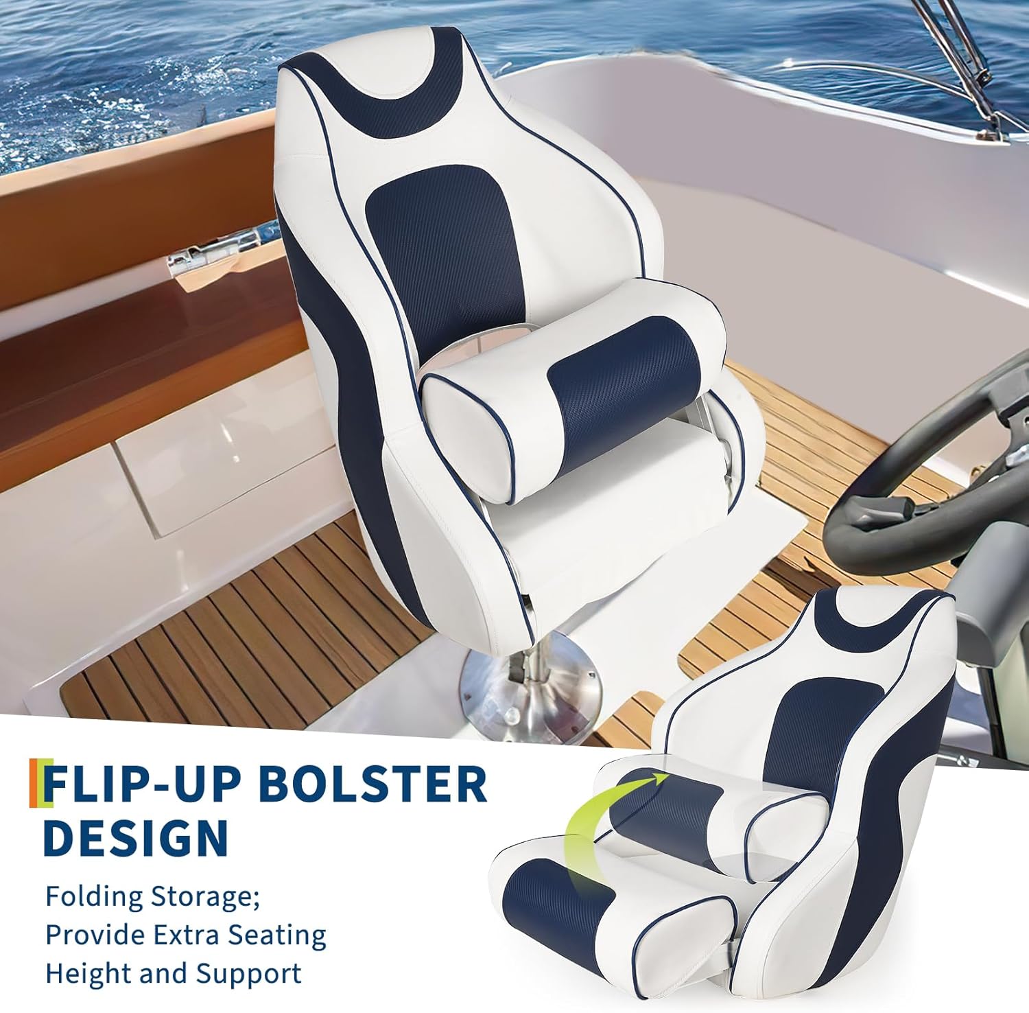 Outdoor Furniture Aluminum - High Back Boat Seat with Flip-Up