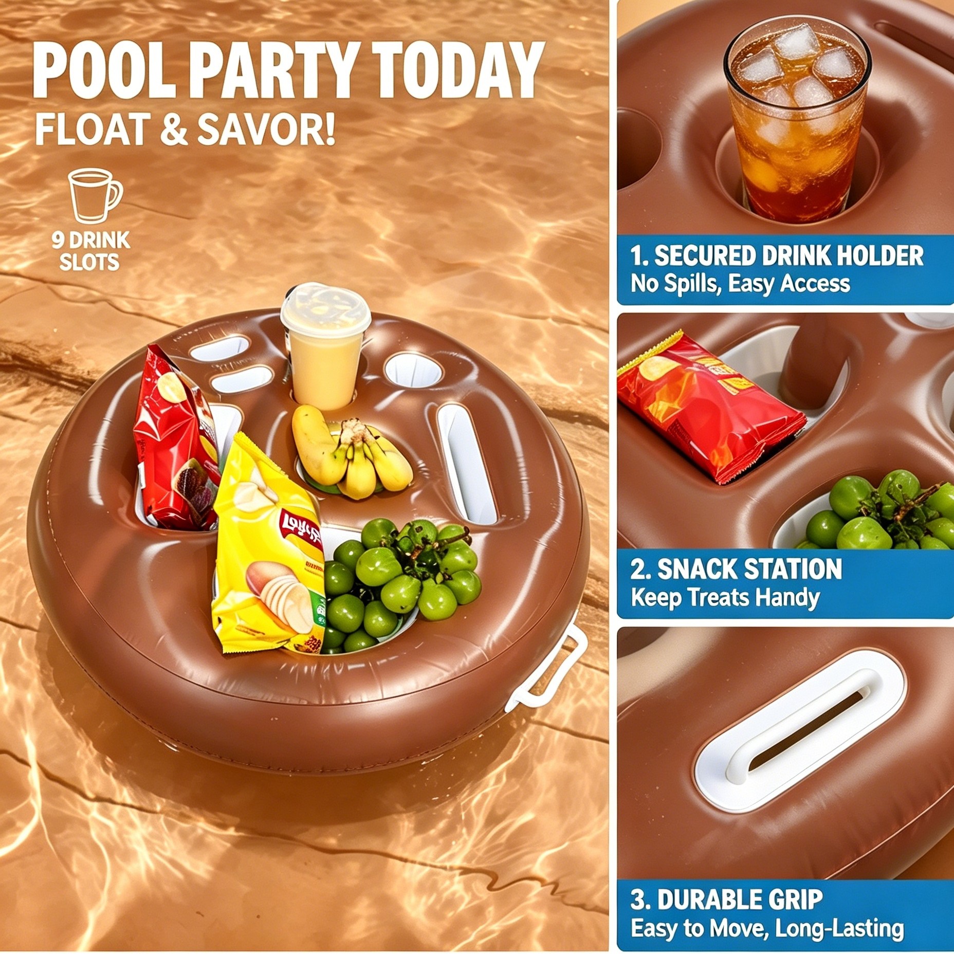 Outdoor Furniture In - Inflatable Floating Pool Bar Tray with