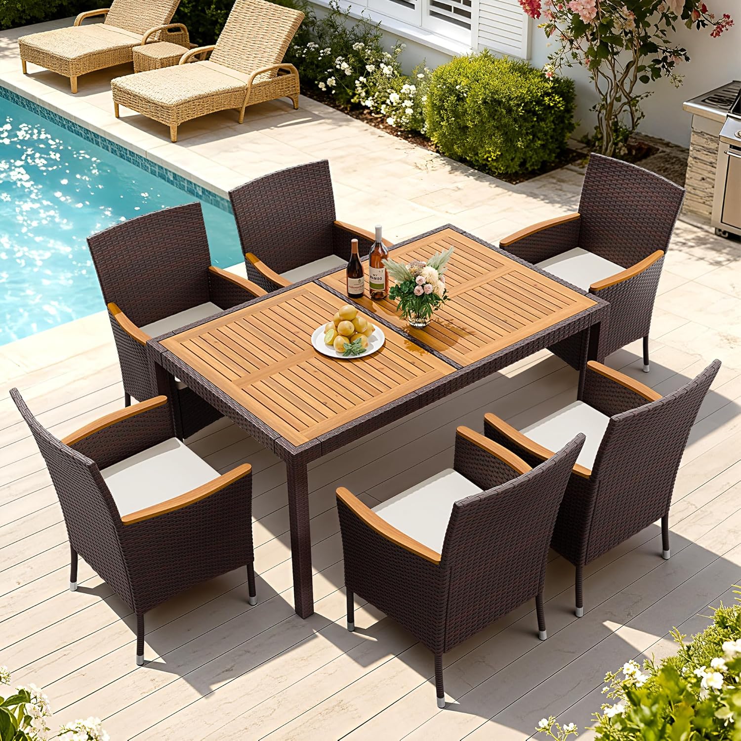 Outdoor Furniture Deals - 7 Piece Patio Dining Set Acacia