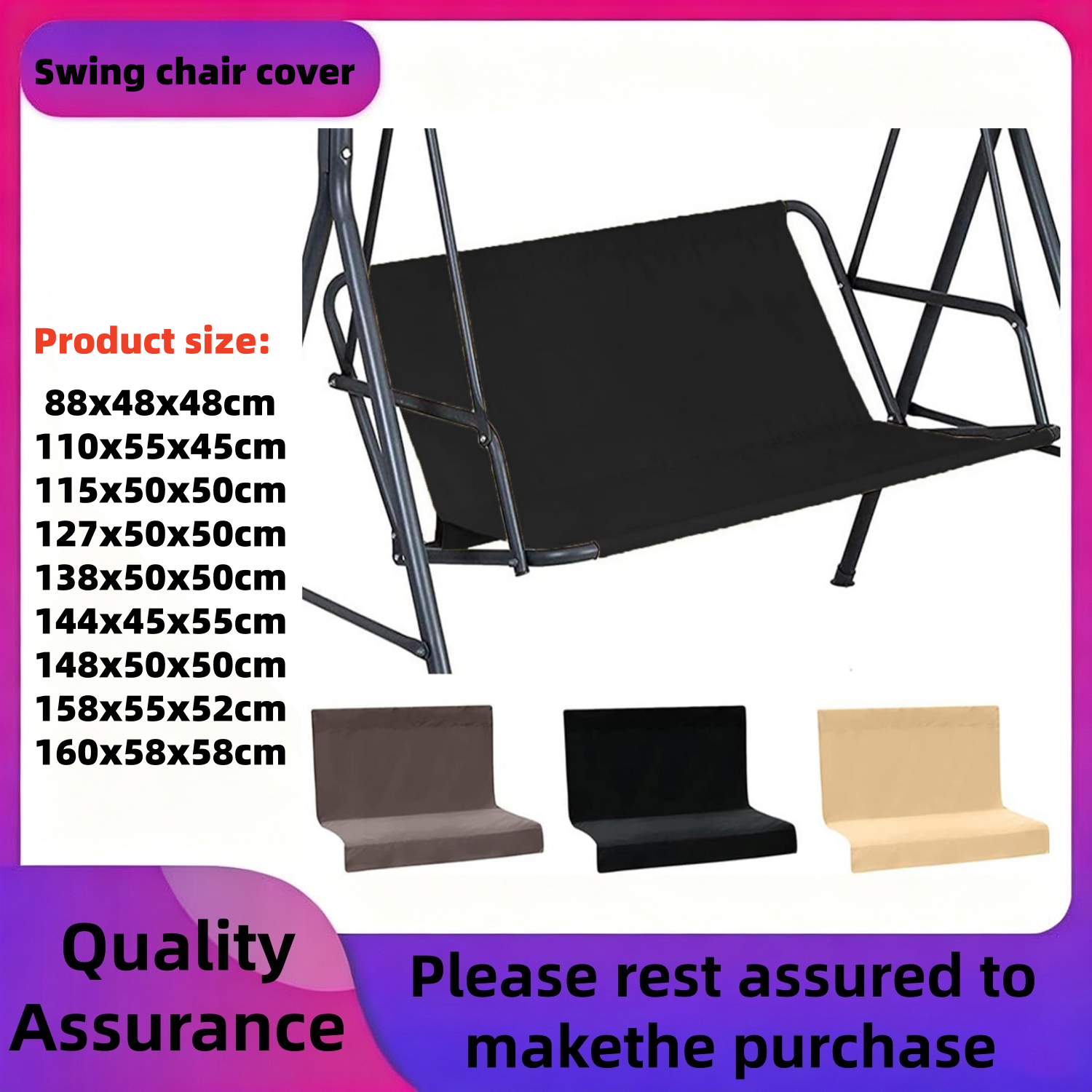 Garden Swing Chair - 2 3 Seater Waterproof Swing Seat