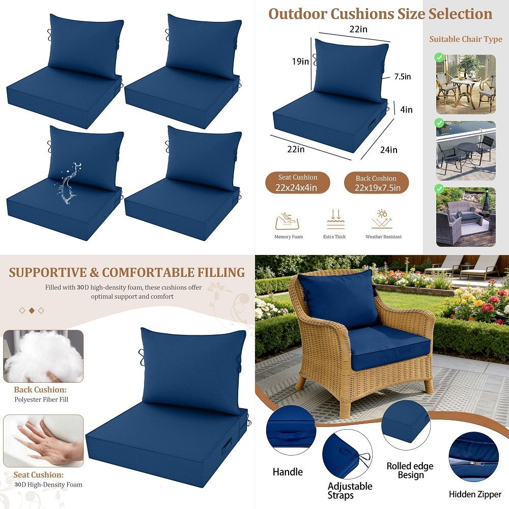 Deep Seat Cushions 22 x 24 x 4 – Outdoor Furniture Cushions 22 X 24 Bewertung und Preis