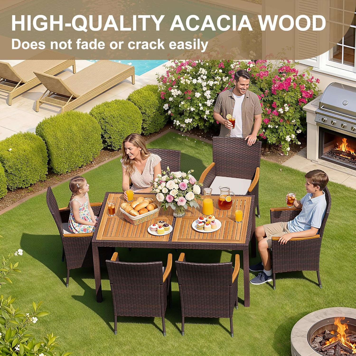 7 Piece Patio Dining Set Acaci – Outdoor Furniture Deals Bewertung und Preis